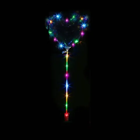 Balon SERCE świecący transparentny LED na patyczku