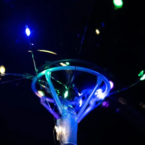 Balon SERCE świecący transparentny LED na patyczku