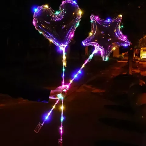 Balon SERCE świecący transparentny LED na patyczku