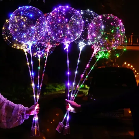 Balon świecący LED RÓŻOWY zestaw (balon + lampki)