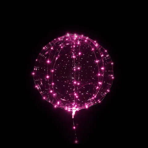 Balon świecący LED RÓŻOWY zestaw (balon + lampki)