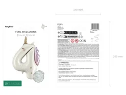 Balon foliowy CYFRA 4 Jednorożec 93 cm