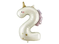 Balon foliowy CYFRA 2 Jednorożec 93 cm