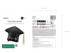 Balon foliowy Czapka Absolwenta "Congrats!", 60x55 cm