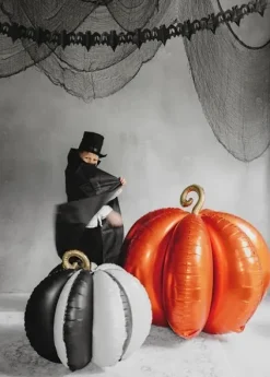 Balon foliowy Dynia stojący 58x58 cm Biało Czarny