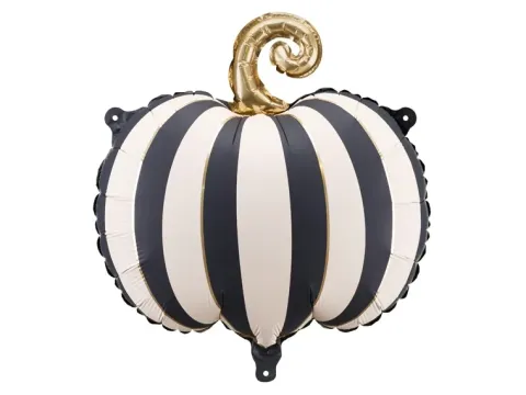 Balon foliowy Dynia w paski kremowo czarne 39x38 cm