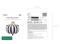 Balon foliowy Dynia w paski kremowo czarne 39x38 cm