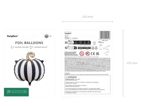 Balon foliowy Dynia w paski kremowo czarne 39x38 cm