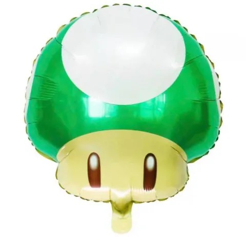 Balon foliowy grzybek Super Mario zielony 47 x 50 cm