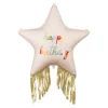 Balon foliowy gwiazdka Happy Bithday z frędzlami 72 cm