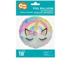 Balon foliowy JEDNOROŻEC okrągły 18 cali 35 cm