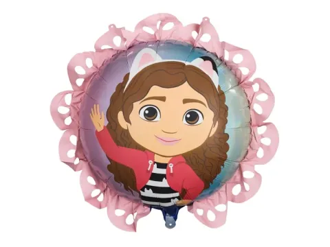 Balon foliowy Koci Domek Gabi okragły z falbanką średnica 52 cm