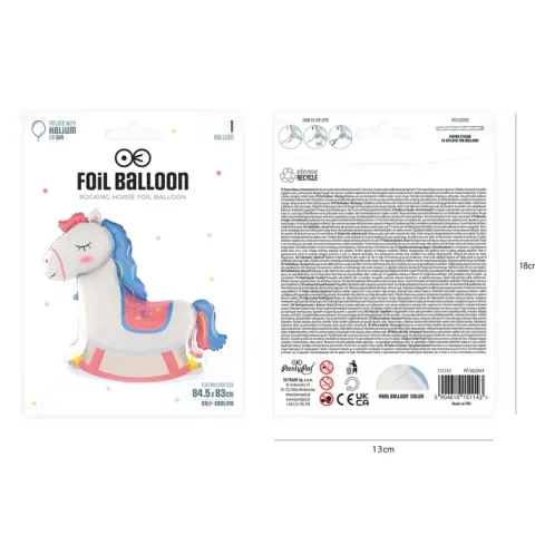 Balon foliowy Koń konik na biegunach 84x83cm
