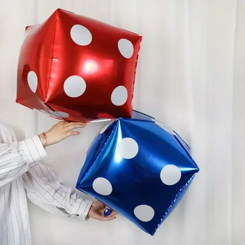 Balon foliowy kostka do gry kości niebieski 50 x 50 cm