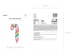 Balon foliowy laska cukrowa 35 cm 5 szt. mix