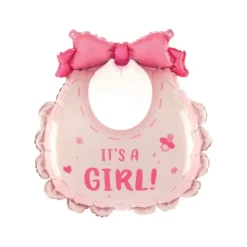 Balon foliowy Śliniak It's a girl Babyshowerb różowy 53x62cm