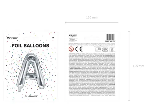 BALON foliowy Litera A 35 cm na POWIETRZE