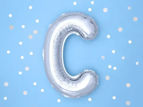 BALON foliowy Litera C 35 cm na POWIETRZE