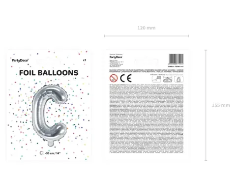 BALON foliowy Litera C 35 cm na POWIETRZE