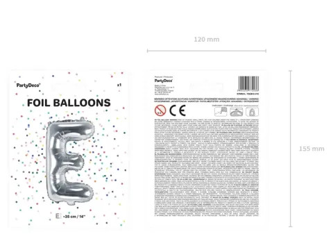 BALON foliowy Litera E 35 cm na POWIETRZE
