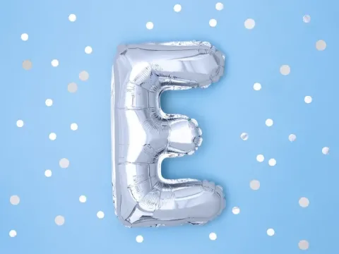 BALON foliowy Litera E 35 cm na POWIETRZE