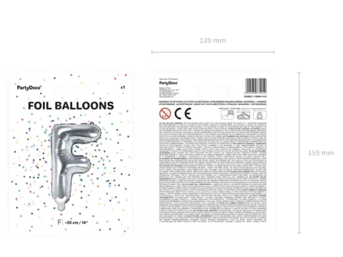 BALON foliowy Litera F 35 cm na POWIETRZE