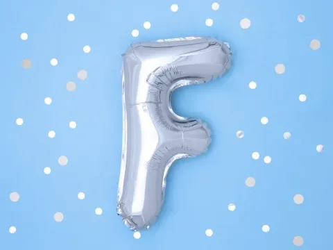 BALON foliowy Litera F 35 cm na POWIETRZE