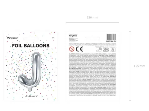 BALON foliowy Litera J 35 cm na POWIETRZE