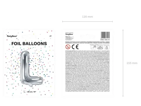 BALON foliowy Litera L 35 cm na POWIETRZE