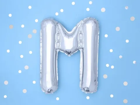 BALON foliowy Litera M 35 cm na POWIETRZE