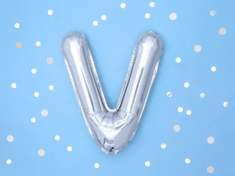 BALON foliowy Litera V 35 cm na POWIETRZE