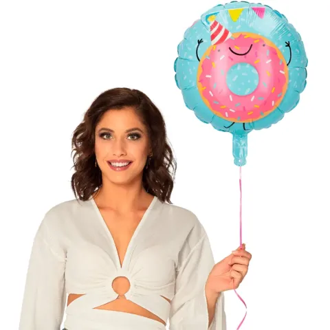 Balon foliowy niebieski pączek donut 45 cm