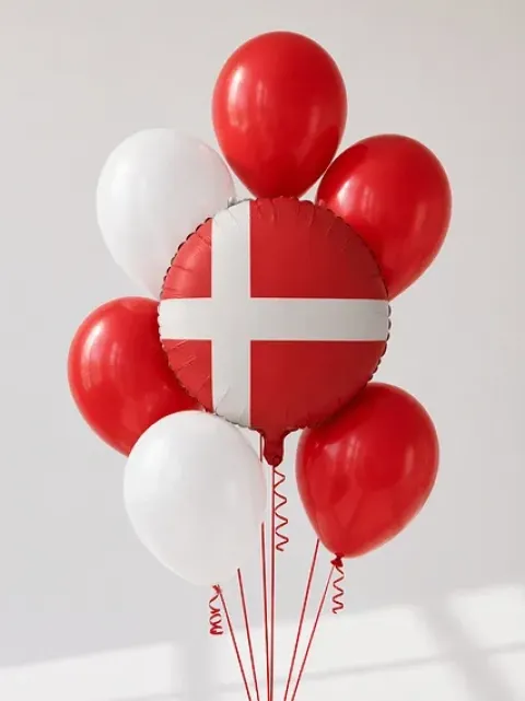 Balon foliowy okragły Flaga Danii 35 cm