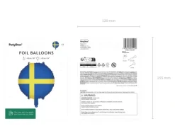 Balon foliowy okragły Flaga Szwecji 35 cm
