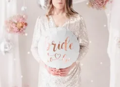 Balon foliowy okrągły biały Bride to be wieczór panieński 18 cali