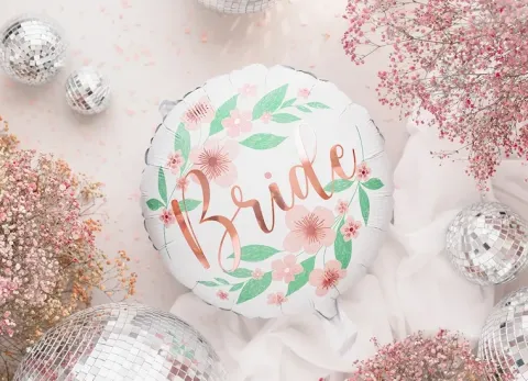 Balon foliowy okrągły Bride wieczór panieński w kwiaty 18 cali