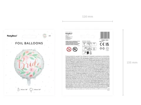 Balon foliowy okrągły Bride wieczór panieński w kwiaty 18 cali