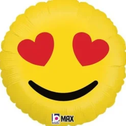 Balon foliowy okrągły Emotki Serca 18 cali