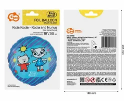 Balon foliowy okrągły Kicia Kocia i Nunuś 18 cali 1 szt.