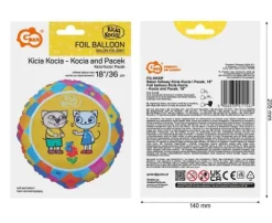 Balon foliowy okrągły Kicia Kocia i Pacek 18 cali 1 szt.