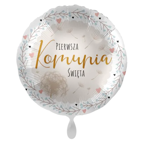 Balon foliowy okrągły Pierwsza KOMUNIA Święta 18"