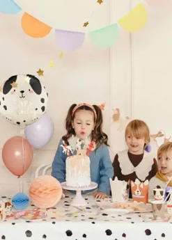Balon foliowy okrągły urodzinowy Happy Birthday Piesek 35 cm