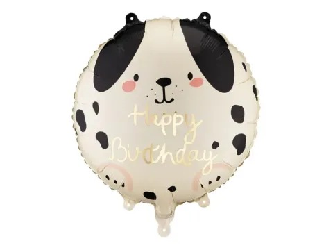 Balon foliowy okrągły urodzinowy Happy Birthday Piesek 35 cm