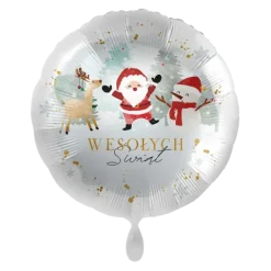 Balon foliowy okrągły ZIMA Wesołych Świąt 43 cm
