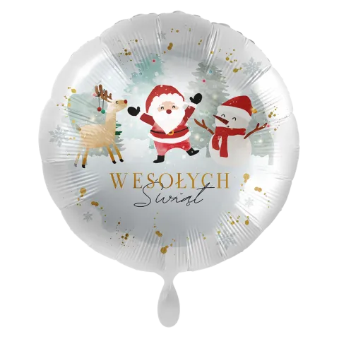 Balon foliowy okrągły ZIMA Wesołych Świąt 43 cm