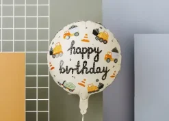 Balon foliowy POJAZDY BUDOWY Happy Birthday 45 cm