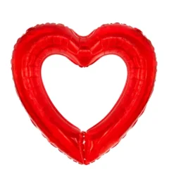 Balon foliowy ramka Serce dwustronne czerwono- srebrne 69X70 cm