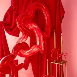 Balon foliowy ramka Serce dwustronne czerwono- srebrne 69X70 cm