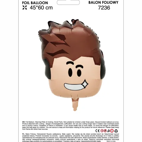 Balon foliowy ROBLOX postać Uśmiechnięta twarz 45 x 60 cm