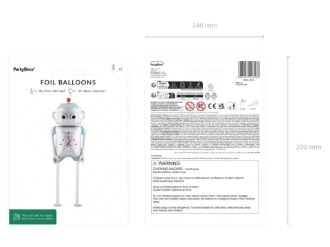 Balon foliowy Robot lewitujący na hel 37x80 cm